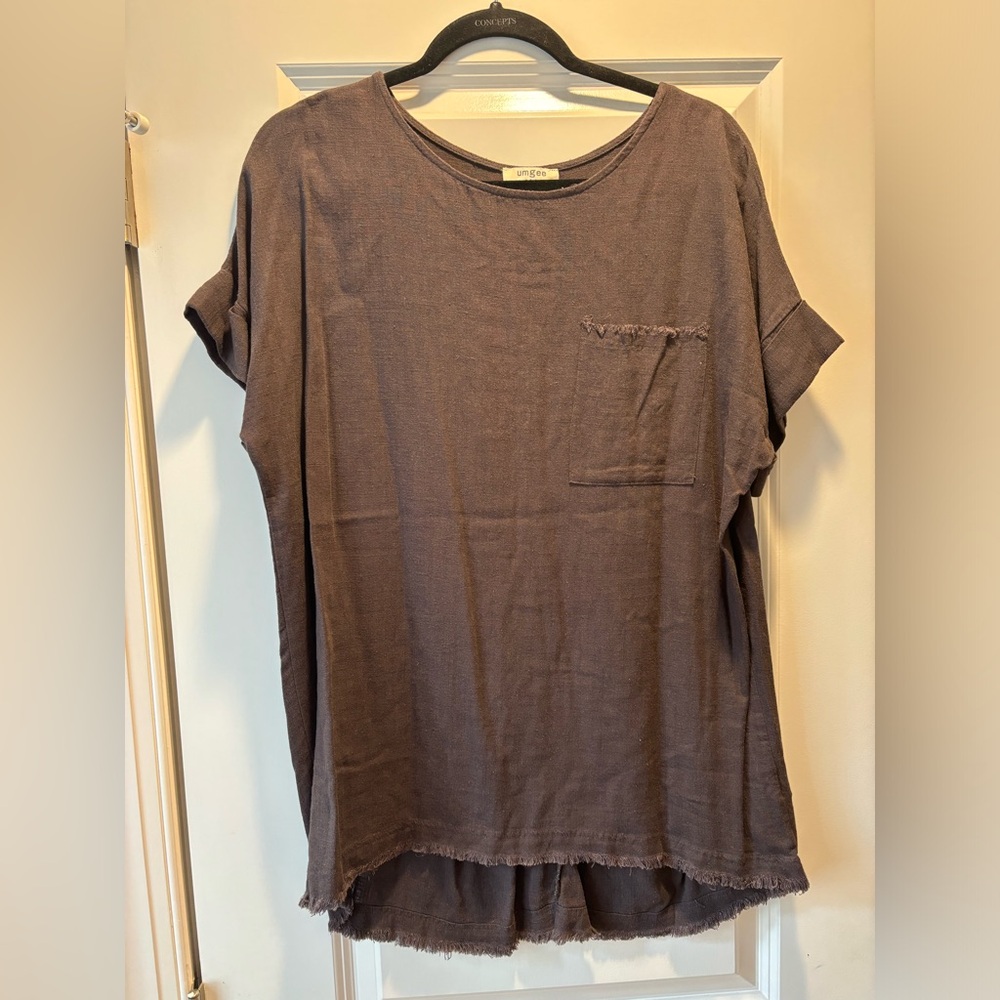 Umgee Short Sleeve Gray Top